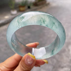 宽版轮胎镯    高冰种蓝底飘花宽版轮胎镯58.7圈       天然缅甸A货翡翠（yc378730）