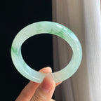 冰种飘花翡翠平安镯（57.2mm)（yc323791）