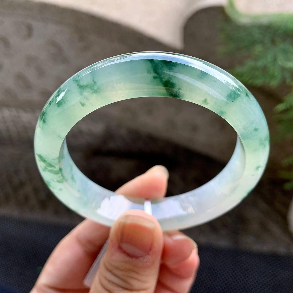 糯冰种飘花平安镯（54.8mm）（yc255595）