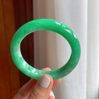 糯种满绿翡翠平安镯（55.8mm）（yc249155）