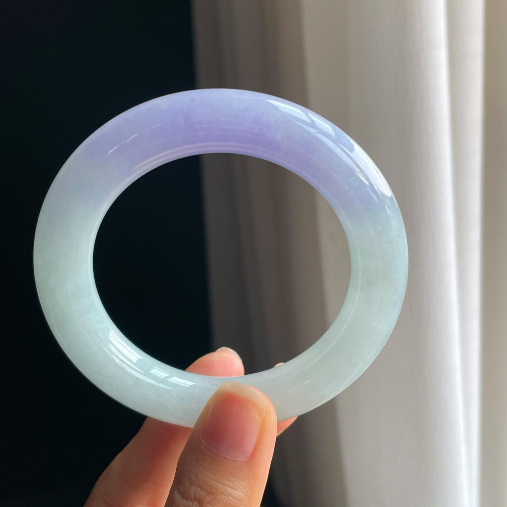 糯冰紫罗兰翡翠圆条手镯（55mm)（yc349385）