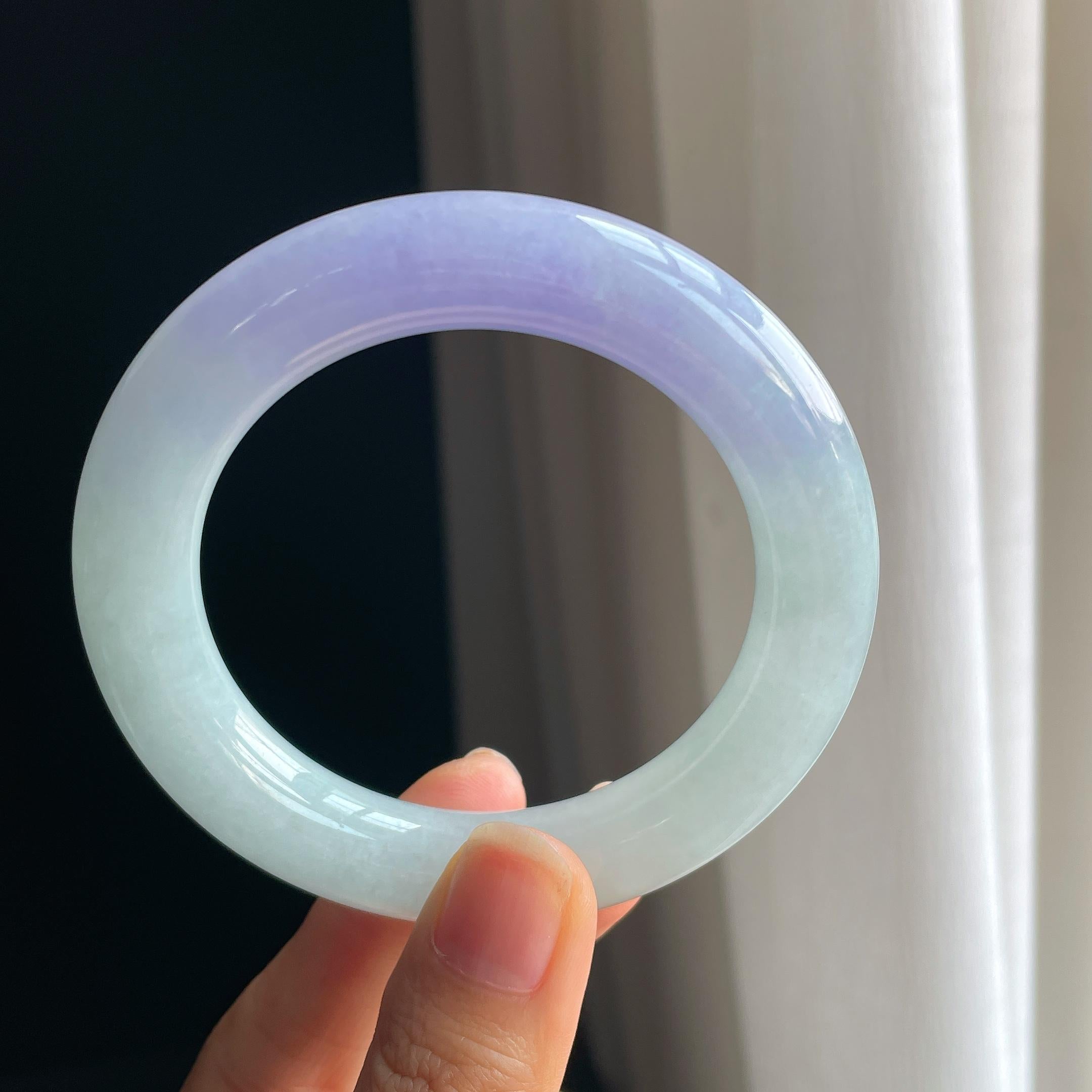 糯冰紫罗兰翡翠圆条手镯（55mm)（yc349385）