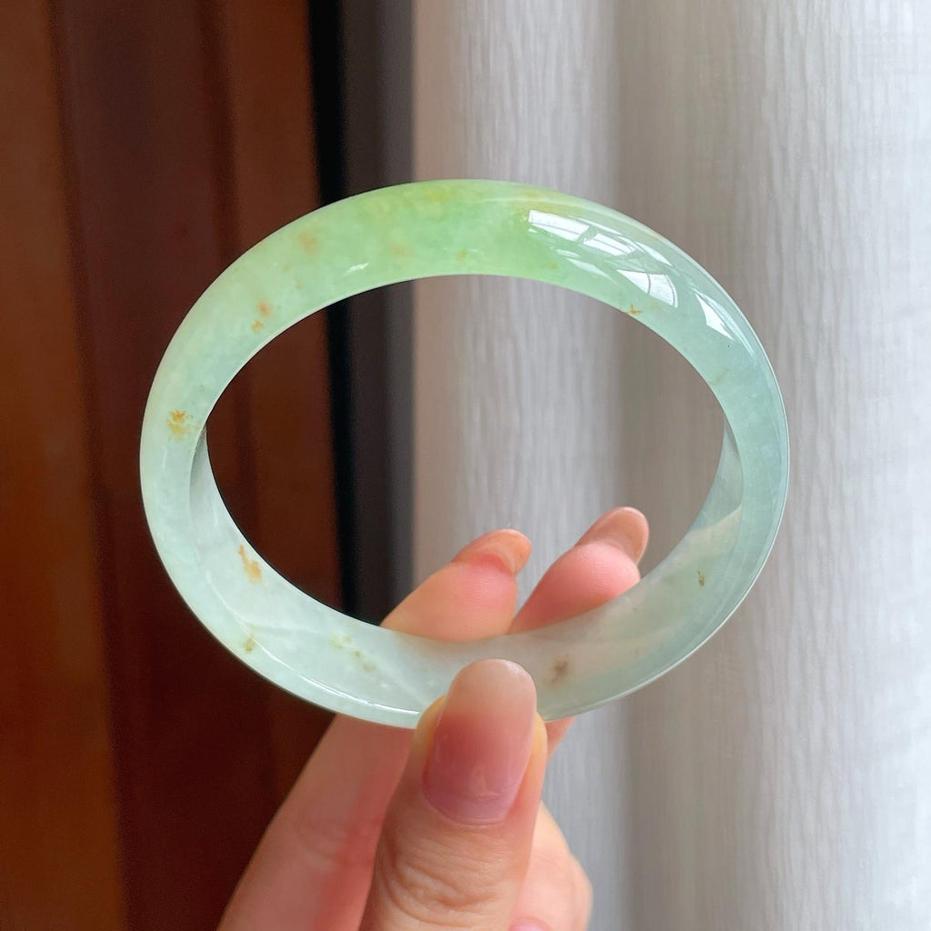 冰种晴底洒金翡翠平安镯（58mm）（yc354344）