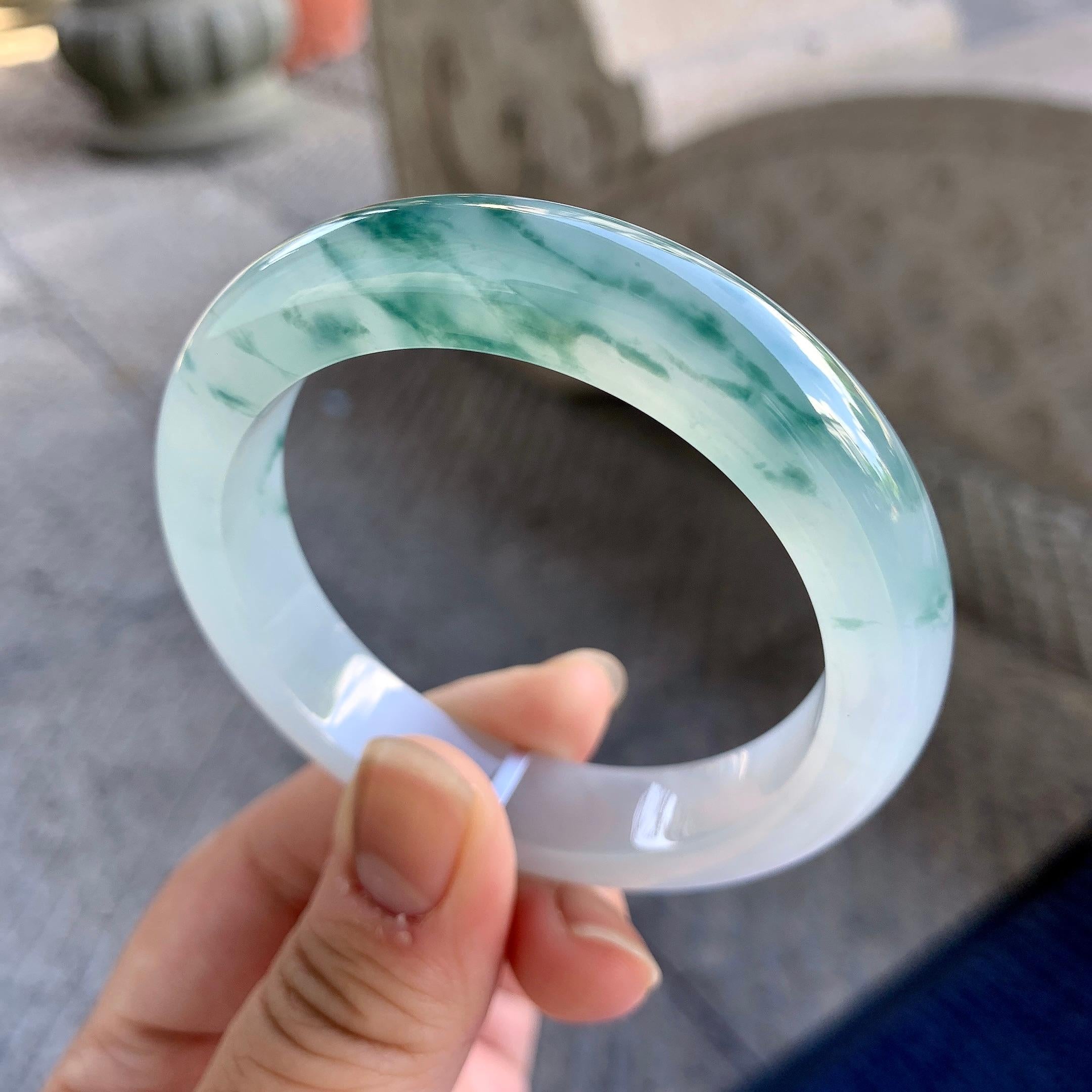 糯冰种飘花平安镯（53.6mm）（yc223265）