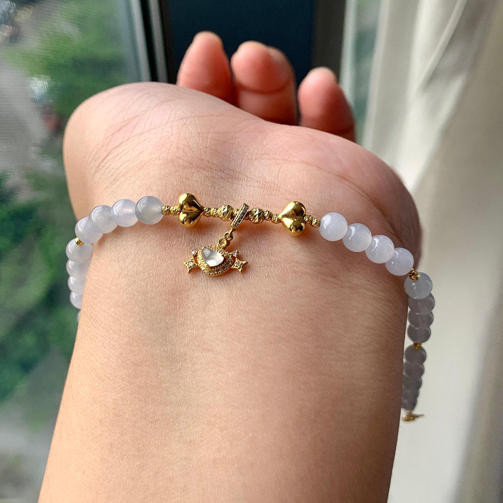 糯冰种淡紫罗兰手链（yc230955）