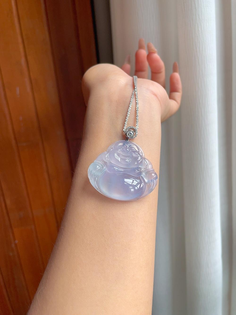 18k金扣冰种紫罗兰翡翠佛公（yc201926）