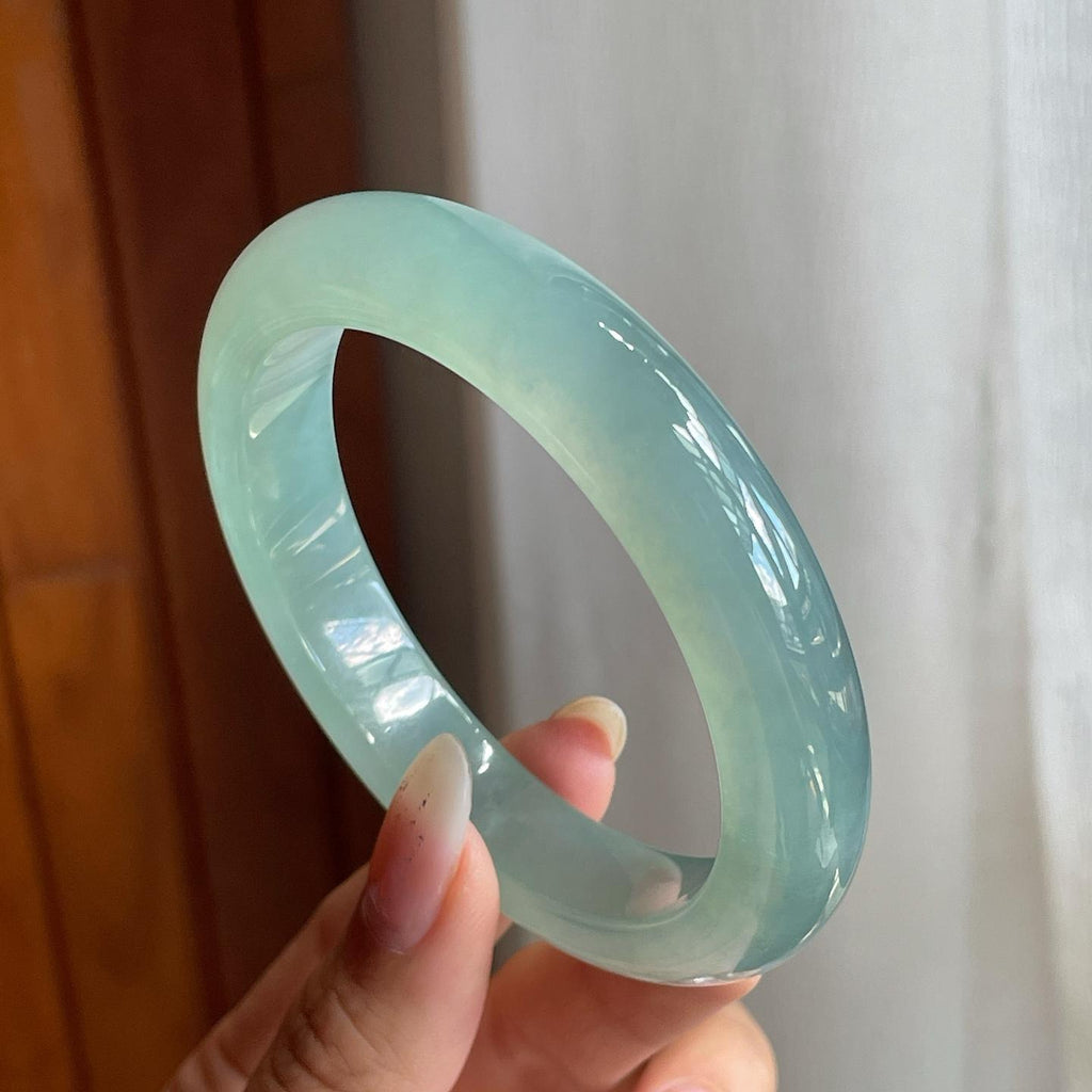 冰种晴底翡翠平安镯（57.5mm）（yc216835）