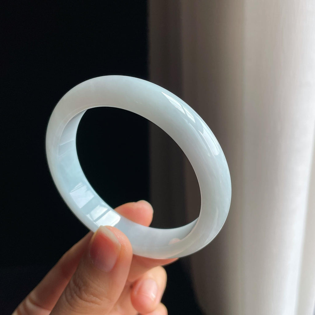 糯冰白月光翡翠平安镯（54.2mm)（yc348929）