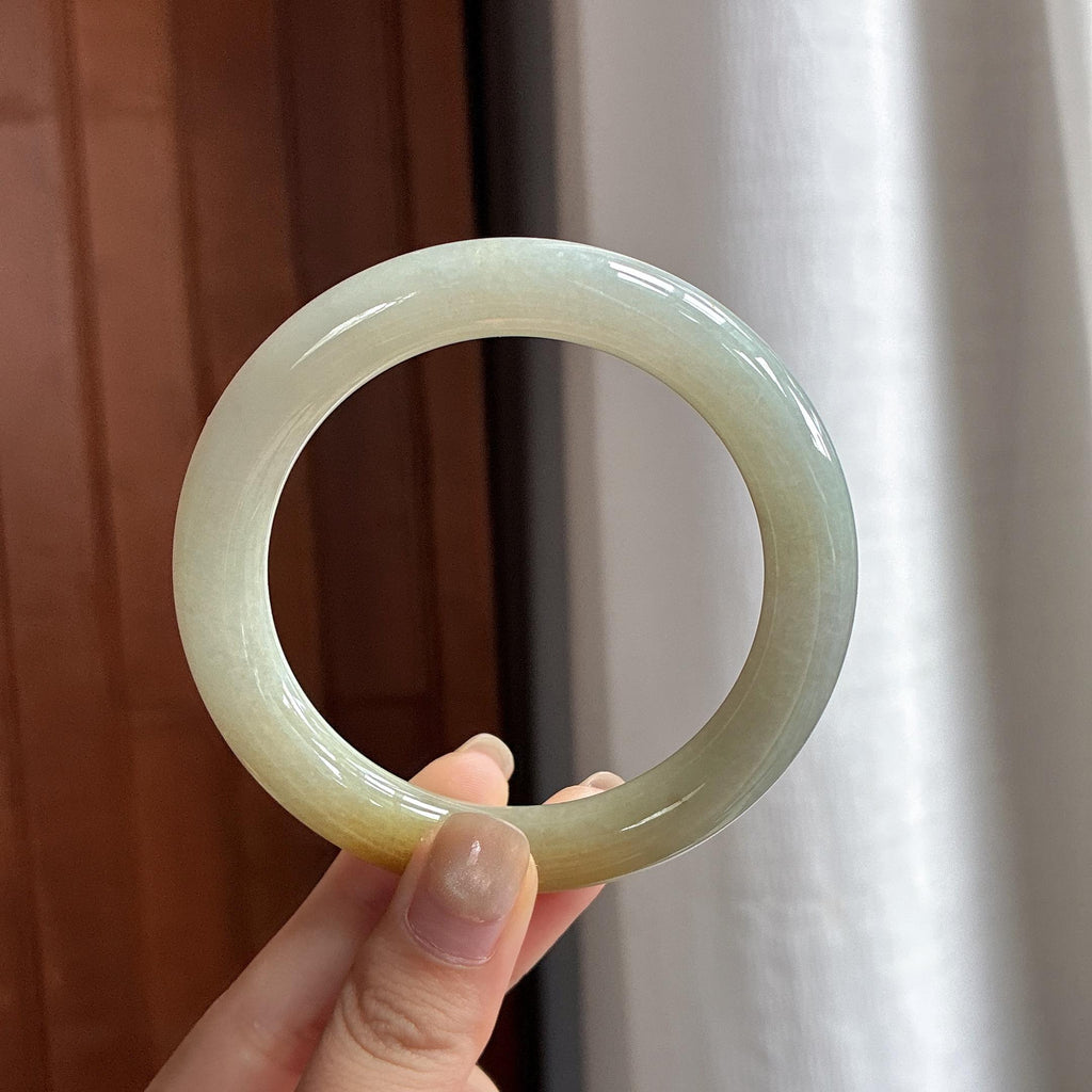 细糯种黄翡圆条手镯 58圈 天然缅甸A货翡翠（yc484549）