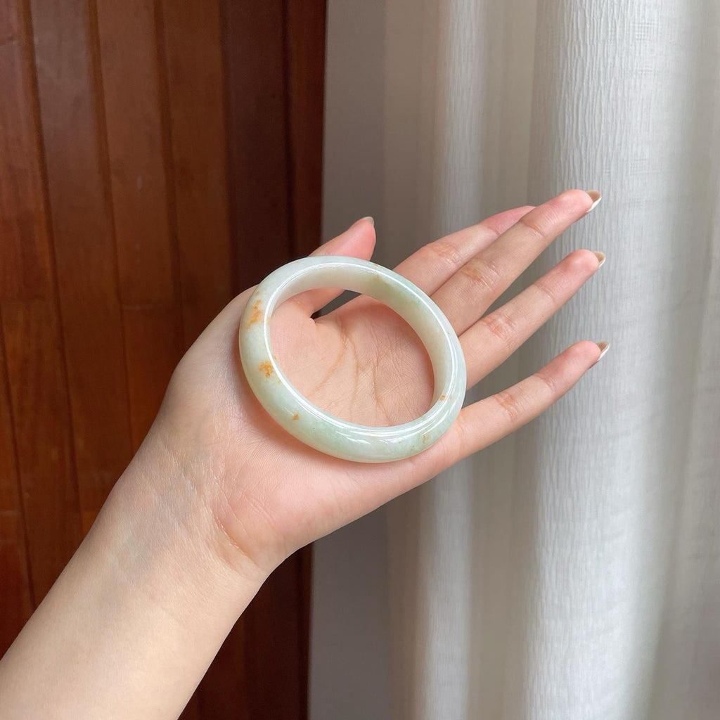 糯冰晴底洒金翡翠平安镯（54.8mm)（yc378033）