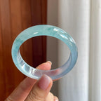 冰种飘花翡翠平安镯（57.4mm)（yc386448）