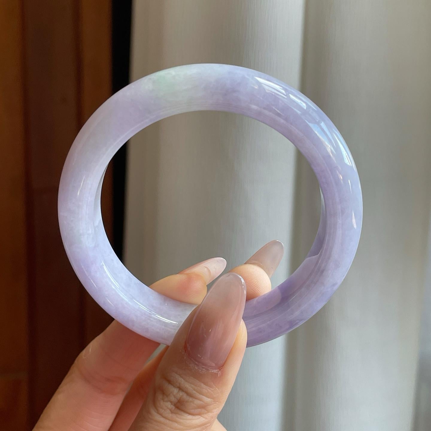 细糯冰紫罗兰翡翠平安镯（54.8mm）（yc272881）