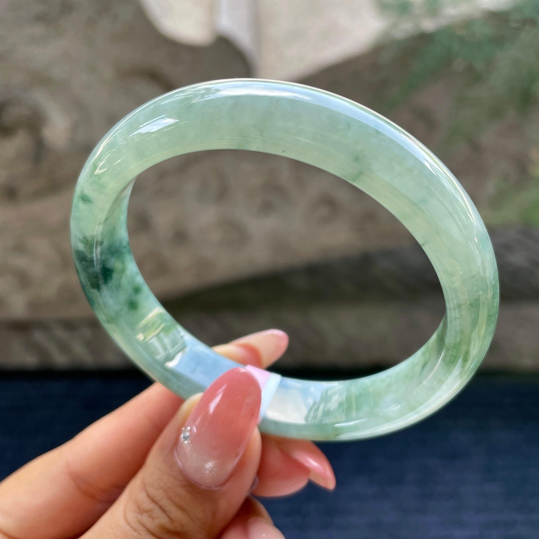 细糯种飘花正圈平安镯570.2圈      天然缅甸A货翡翠（yc426020）