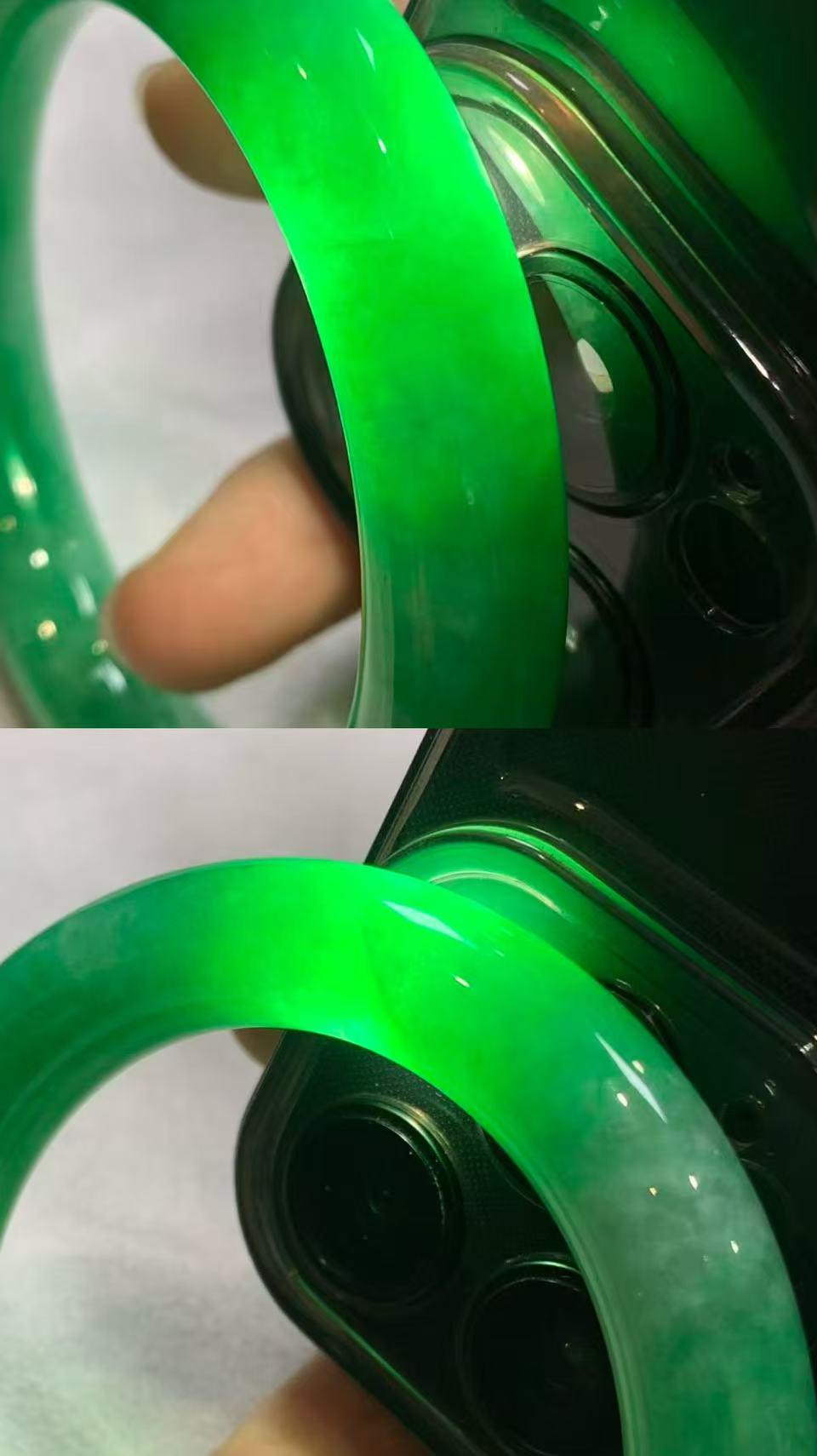 细糯种满绿圆条手镯一对（57mm）（yc311881）