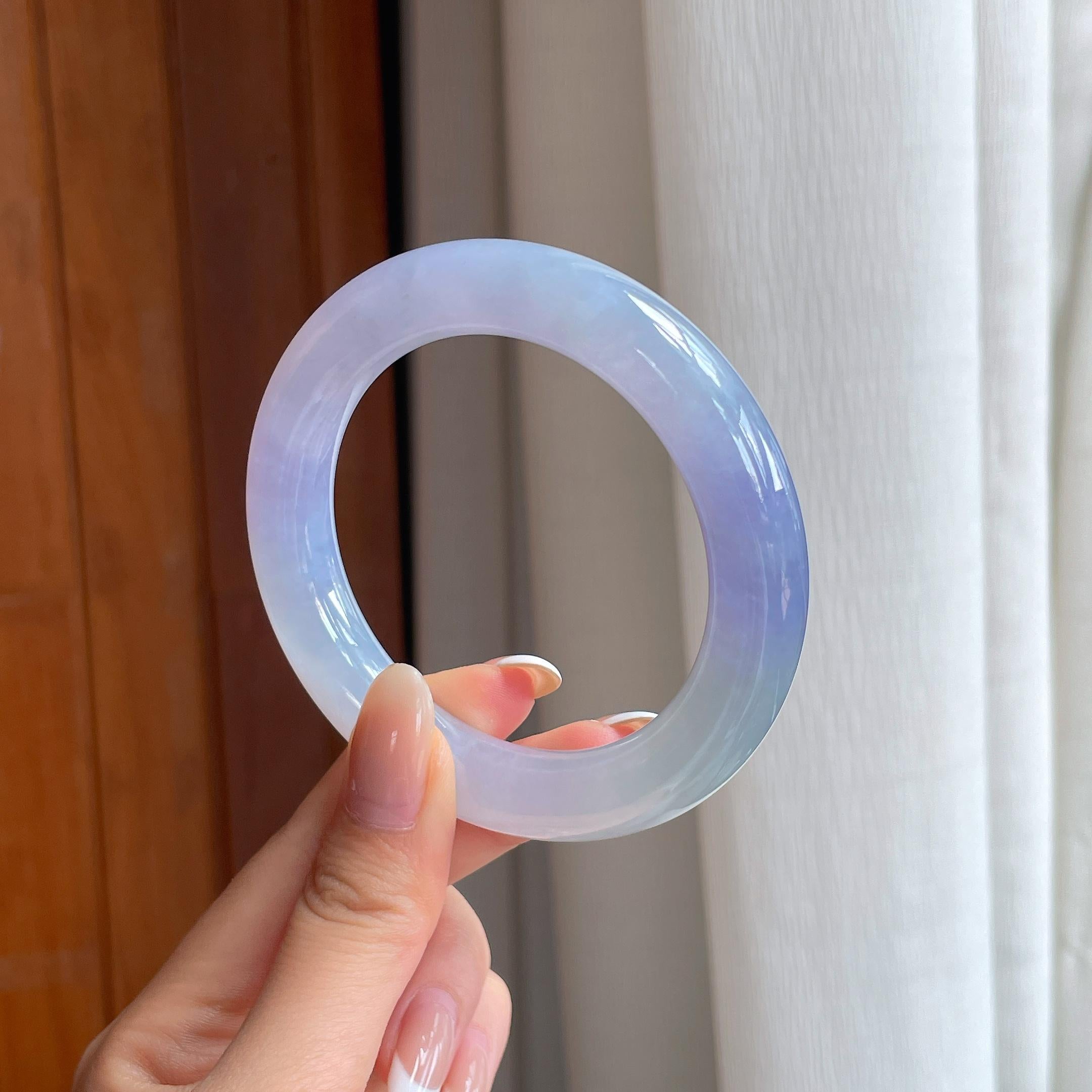 冰种紫罗兰翡翠圆条手镯（56mm)（yc399308）
