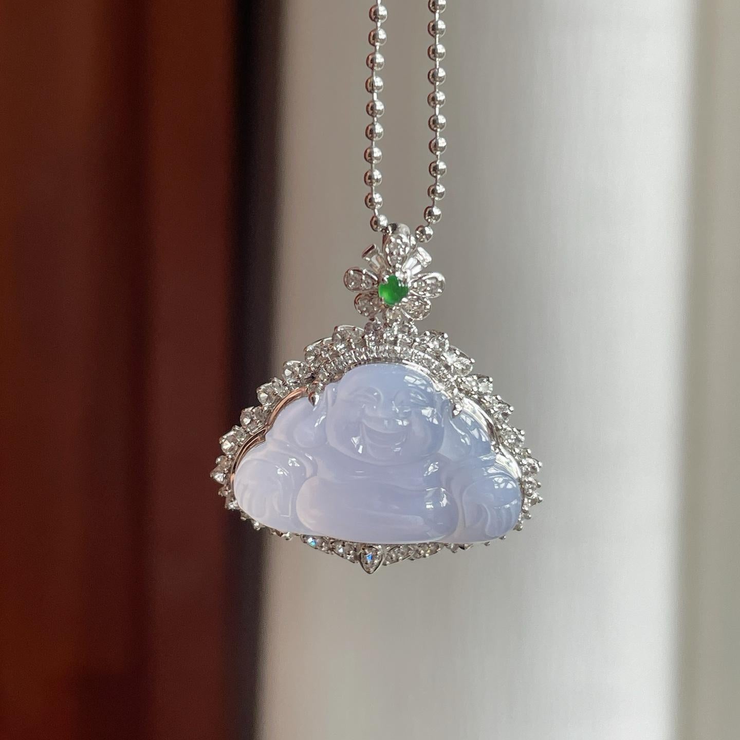 18k金钻镶冰种紫罗兰翡翠佛公（yc185584）