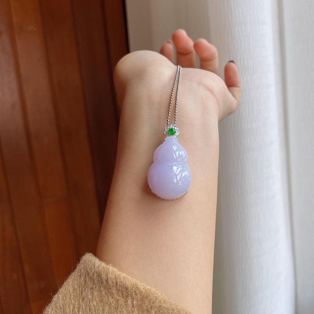 18k金钻镶糯冰紫罗兰翡翠葫芦（yc288133）