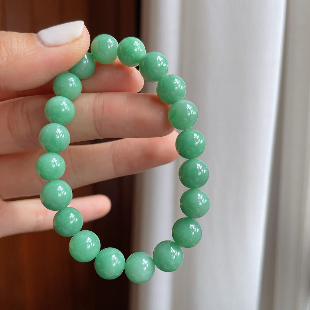 糯种满绿翡翠珠串手串（yc248493）