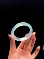 冰玻种飘花翡翠平安镯（55mm)（yc414668）