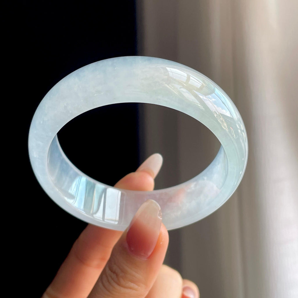 冰玻种宽版翡翠平安镯（59.8mm）（yc303074）