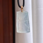 Khóa đầu vàng 18k, ngọc phỉ thúy băng chủng không màu, hình trúc tiết, ngọc phỉ thúy thiên nhiên Myanmar loại A (yc450453)