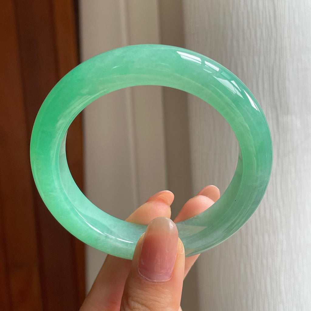 冰种满绿底翡翠平安镯（54mm）（yc342961）