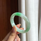 细糯种带色贵妃镯 54圈 天然缅甸A货翡翠（yc454402）