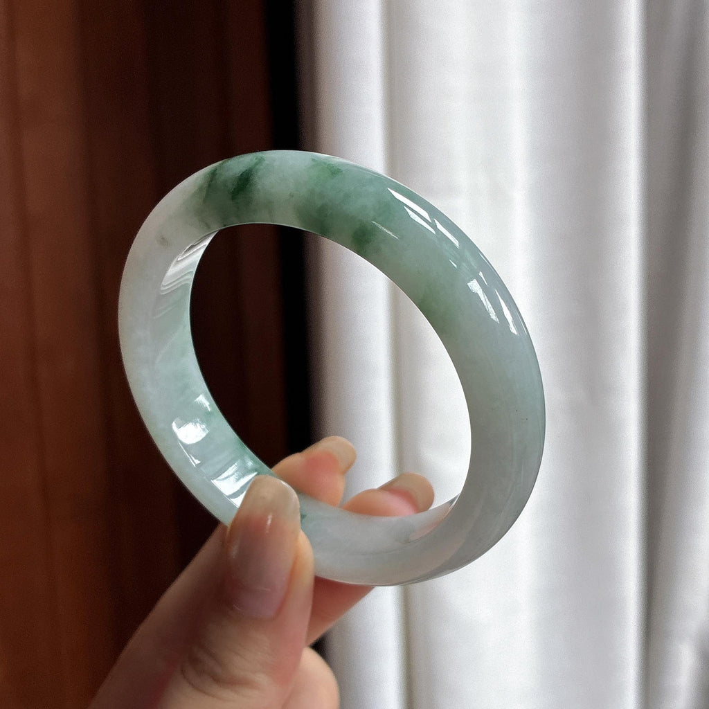 细糯种飘花正圈平安镯 53圈 天然缅甸A货翡翠（yc466184）
