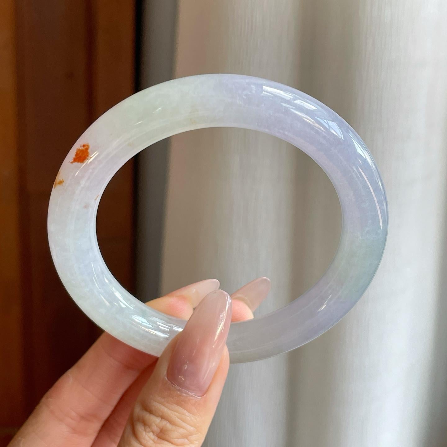 冰种椿彩翡翠圆条手镯（55.7mm）（yc278187）