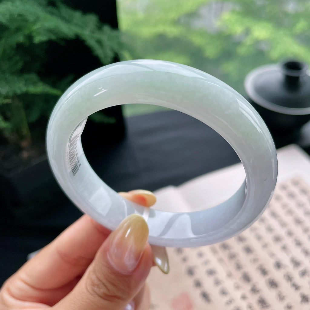 细糯种淡春彩正圈平安镯55.1圈 天然缅甸A货翡翠（yc473070）
