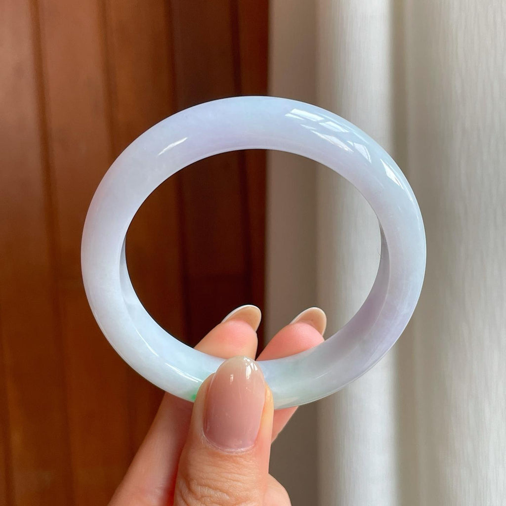 糯冰淡紫底带色翡翠平安镯（51.6mm)（yc373869）