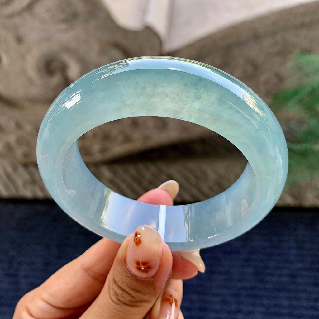 糯冰种蓝底宽版轮胎手镯（56.1mm）（yc243441）