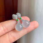 18k真金真钻镶冰种翡翠耳坠（yc248490）