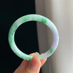 糯冰春彩翡翠圆条手镯（54.6mm)（yc334658）