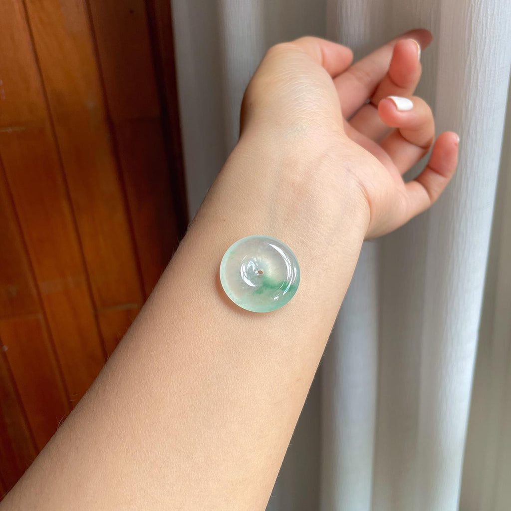 冰种飘花翡翠平安扣（yc247182）