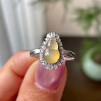 18k金钻镶冰种黄翡葫芦戒指天然缅甸A货翡翠（yc321387）