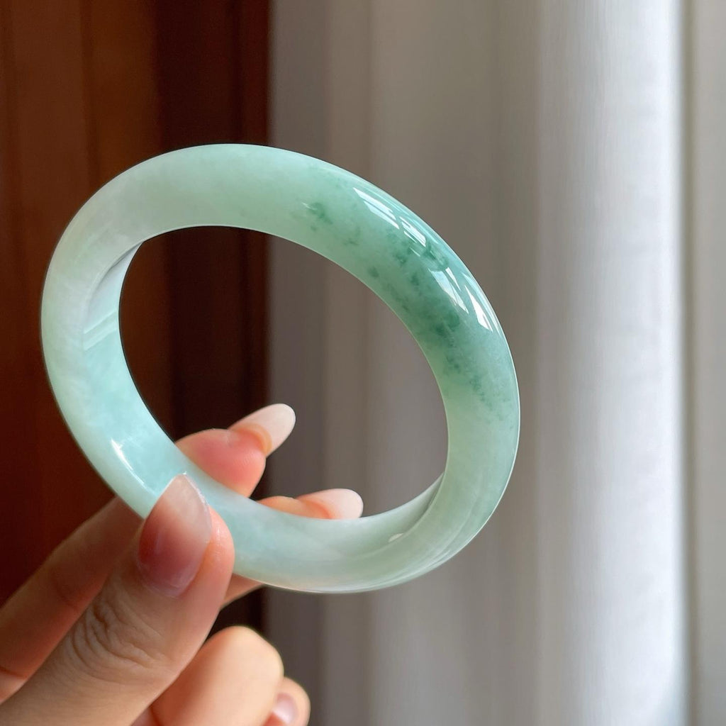 糯冰飘花翡翠平安镯（59mm）（yc310620）