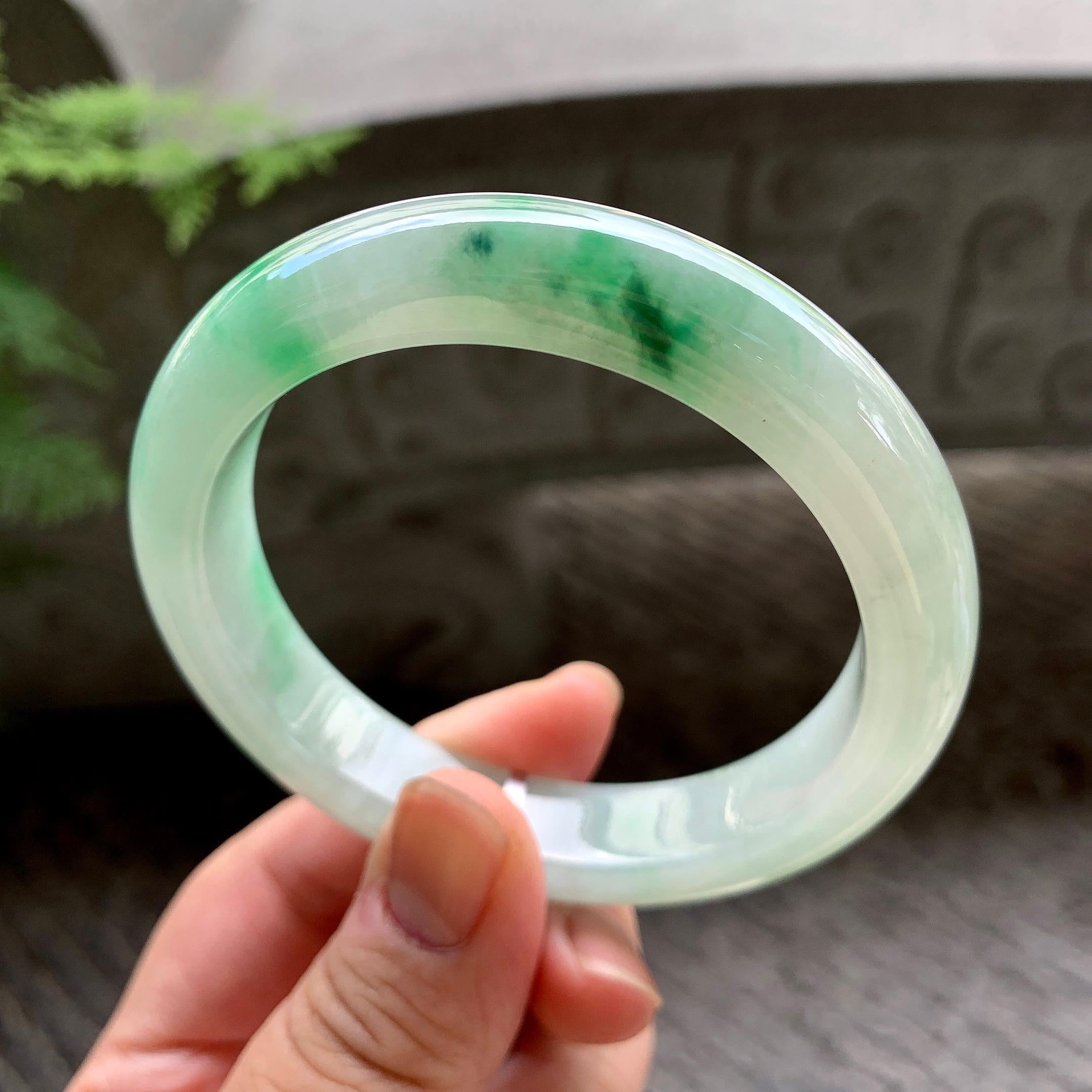 细糯种飘花平安镯（57.3mm）（yc202365）
