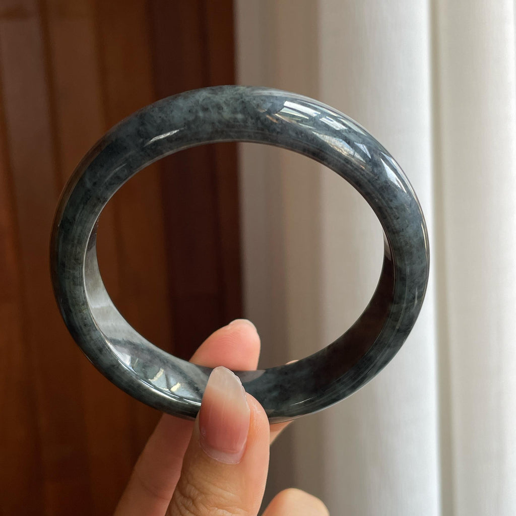 糯冰乌鸡翡翠平安镯（63mm）（yc318681）