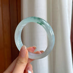 冰种飘花宽版翡翠平安镯（58.2mm)（yc391409）
