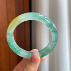冰种飘花翡翠平安镯（57.8mm）（yc310943）