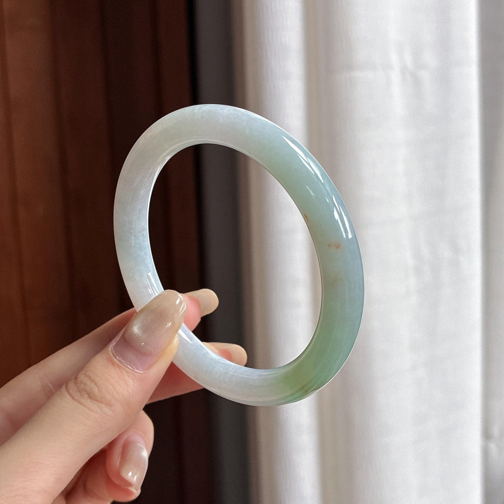 细糯种晴底洒金圆条手镯 54圈 天然缅甸A货翡翠（yc469593）