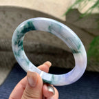 大圈口  细糯种紫罗兰飘花正圈平安镯  60.4圈口  天然缅甸A货翡翠（yc436269）