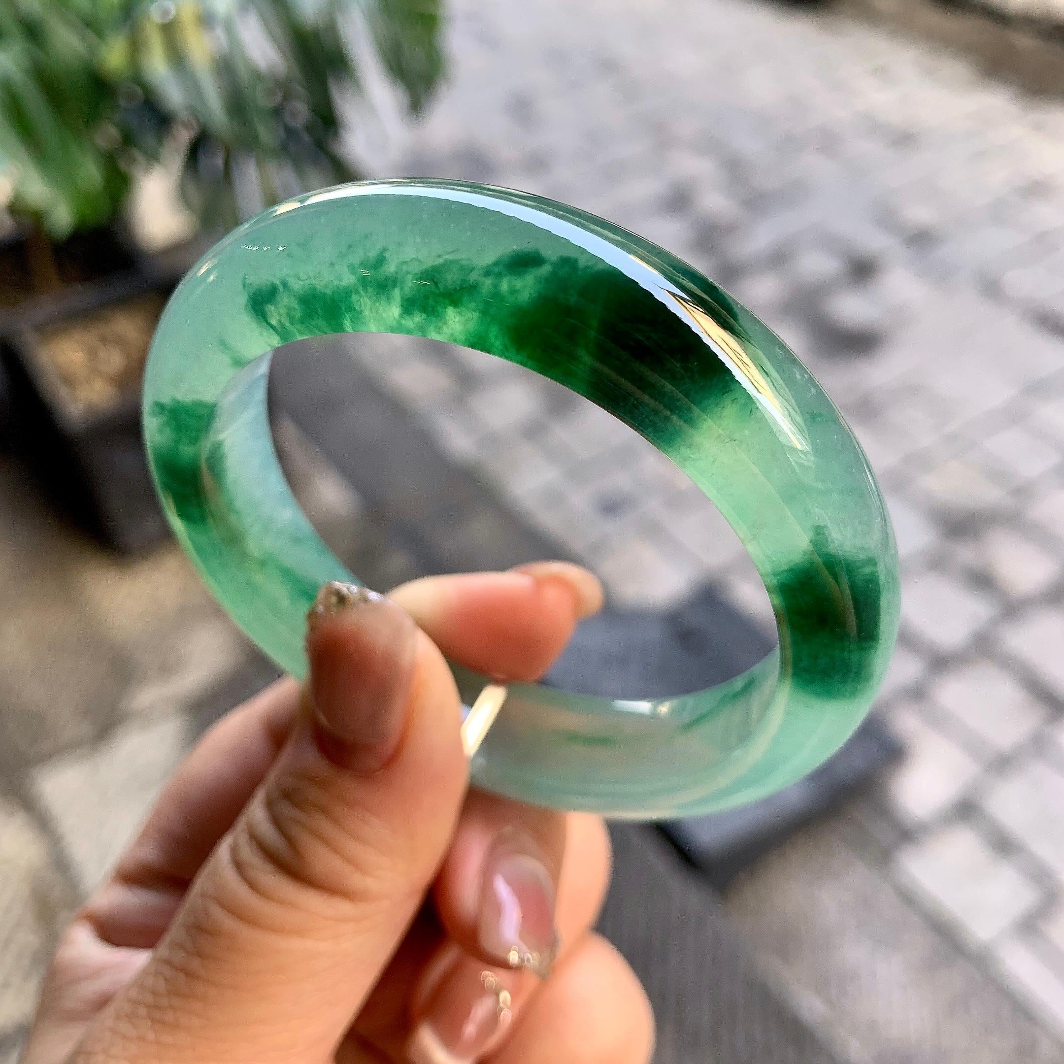 冰种飘花平安镯（54.8mm）（yc292671）