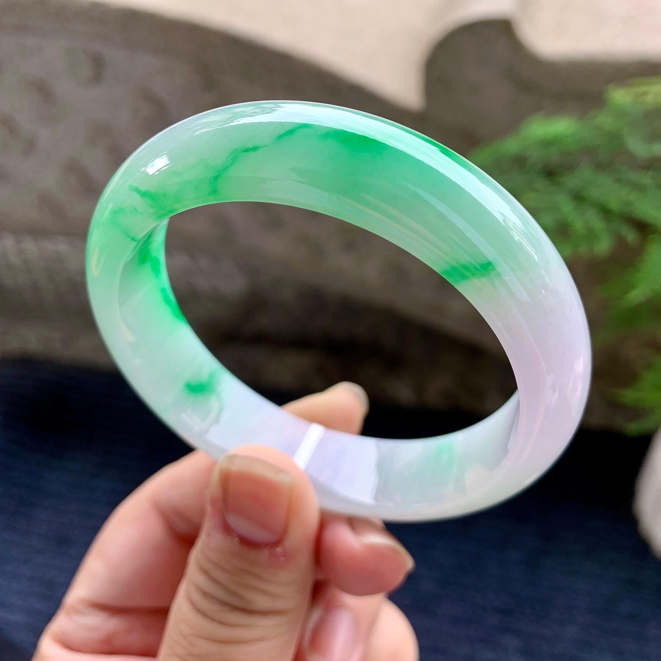 细糯种飘阳绿宽版轮胎手镯（58mm）（yc253747）