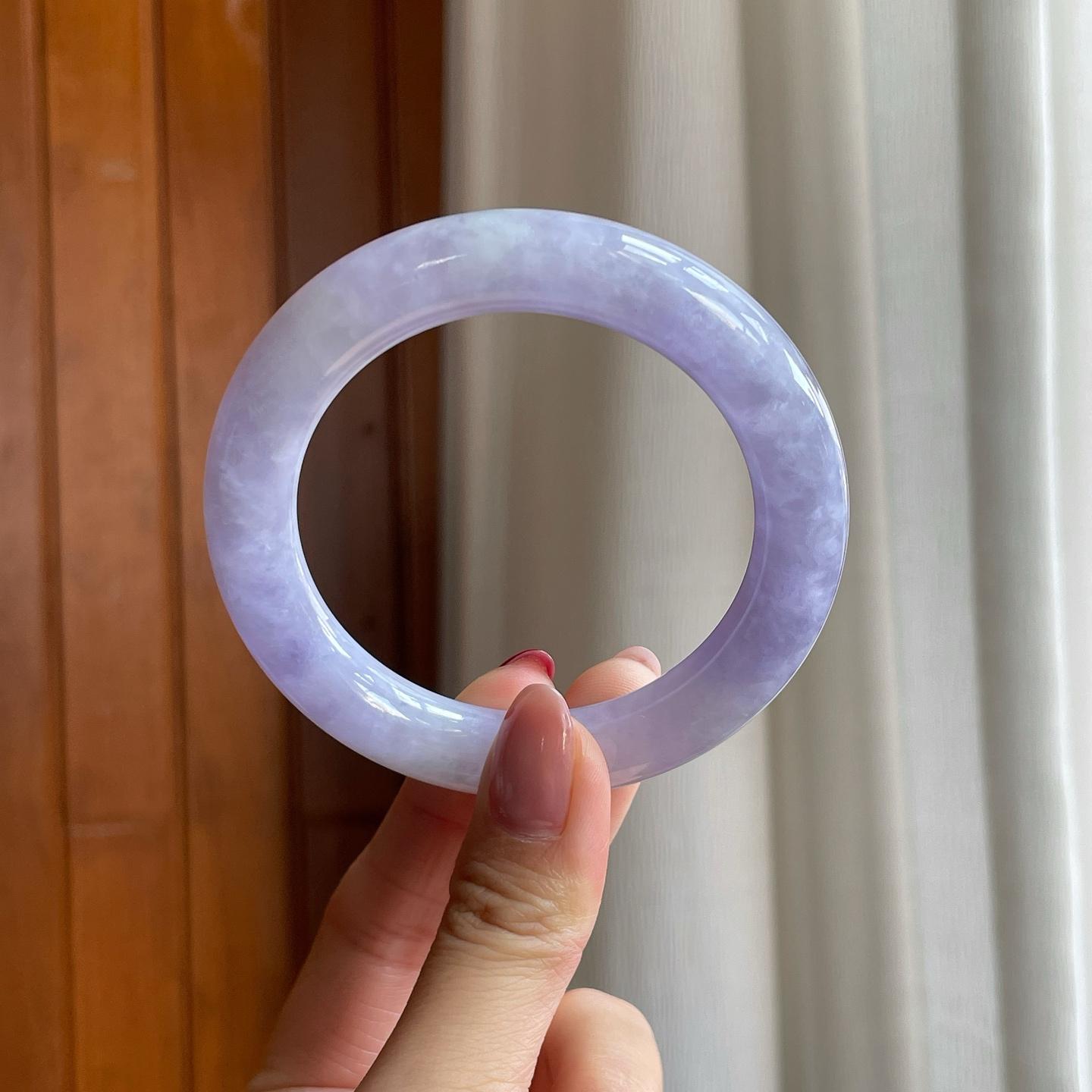 糯冰紫罗兰翡翠圆条手镯（54.6mm）（yc302434）