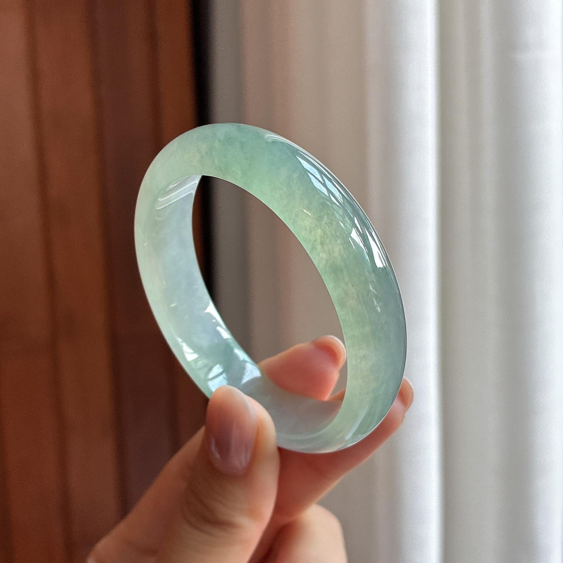 冰种飘花贵妃镯 52圈 天然缅甸A货翡翠（yc507464）