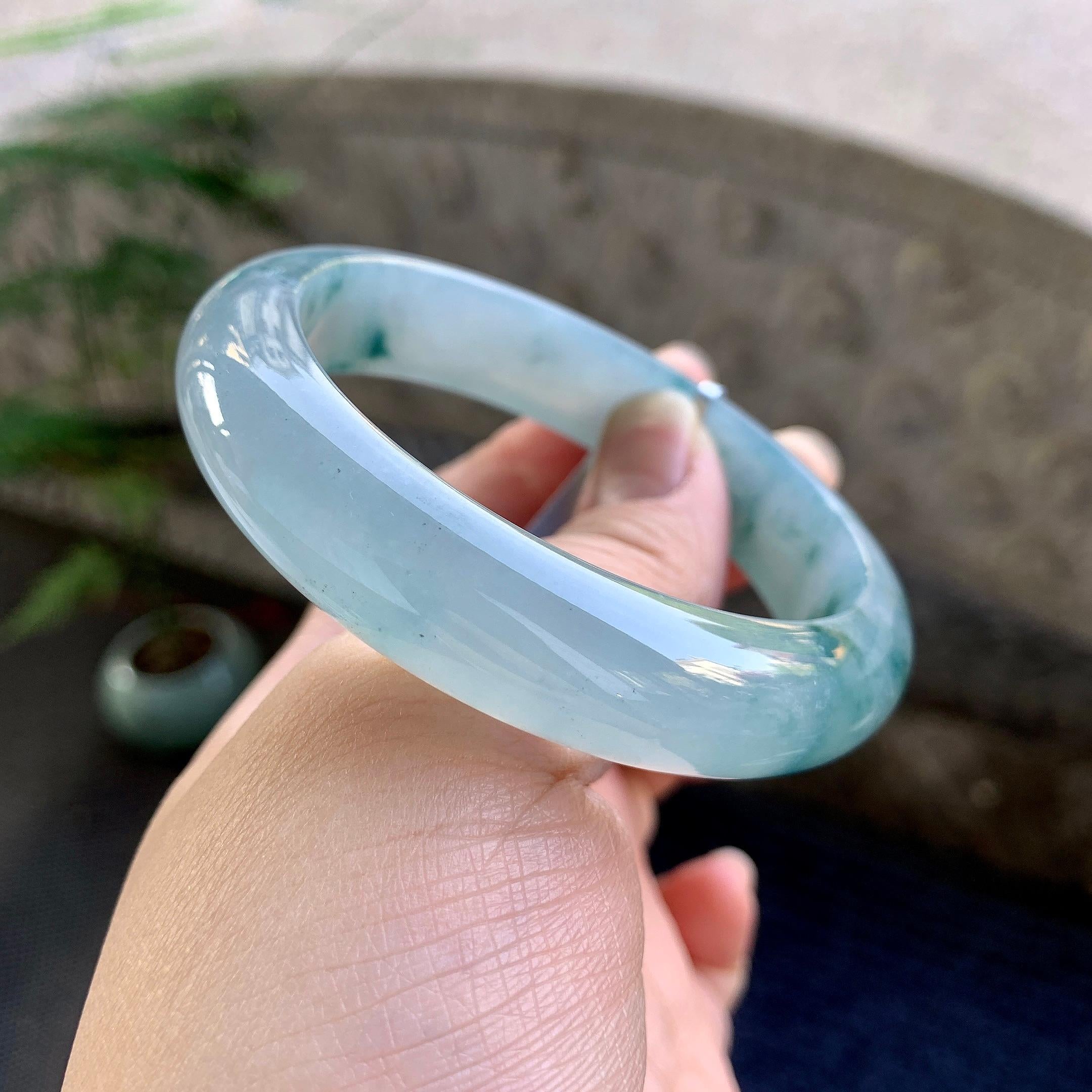 糯冰种飘花平安镯（55.7mm）（yc264509）