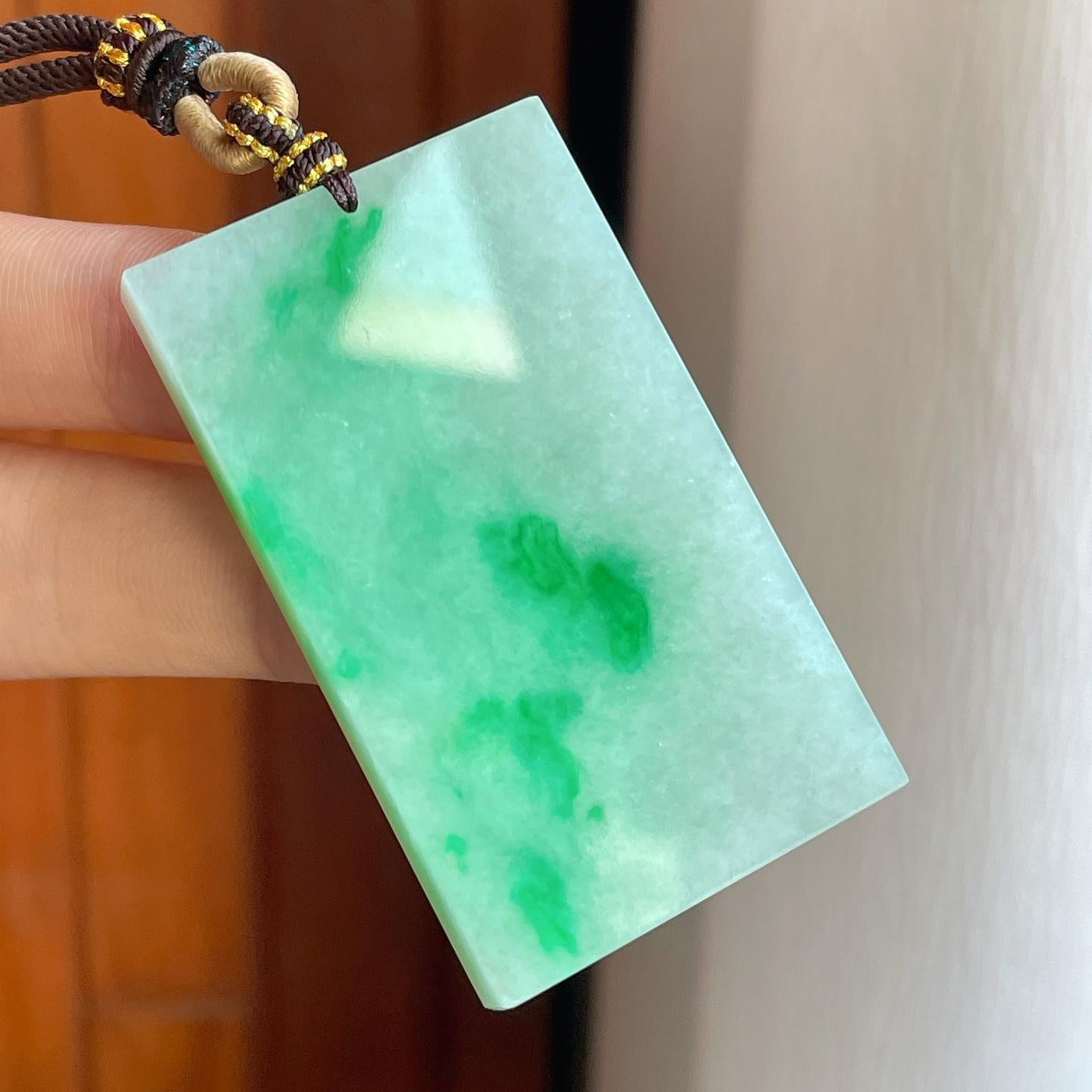 糯冰带色翡翠无事牌（yc241874）