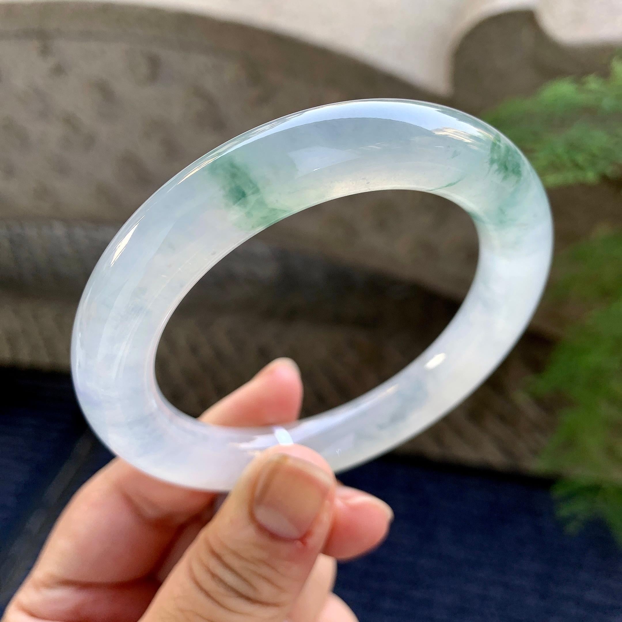 糯冰种飘花圆条手镯（57mm）（yc249467）